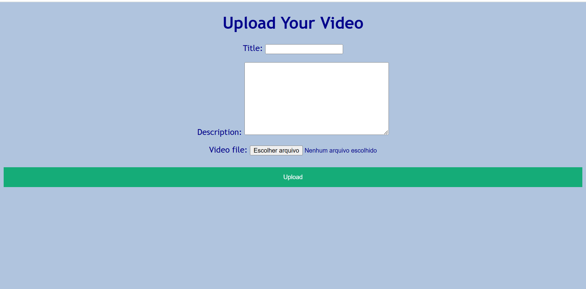 Upload Video Page